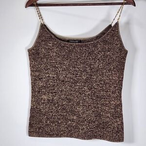 Vintage Michelle Antonelli Chunky Knit Brown  Festival Party Tank Top
